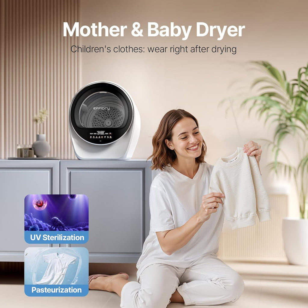 S3 Compact Clothes Dryer 1.0 cu.ft Capacity 110V 1050W Portable Dryers Machine with Stainless Steel Drum 8 Drying Mode for Small Spaces,Apartments dorm Mini electric secadora portatil de ropa