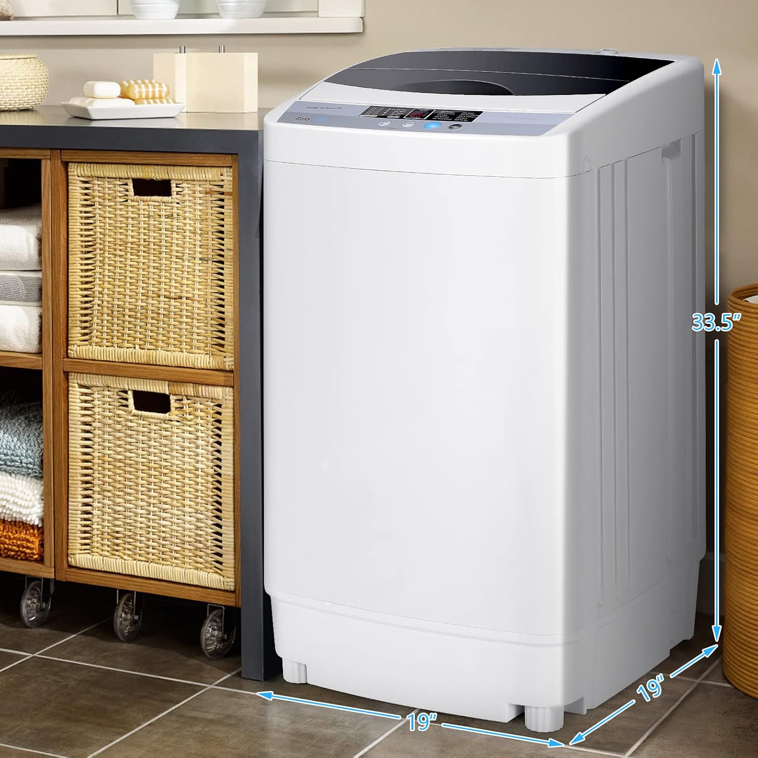 COSTWAY Portable Washing Machine, 12 Lbs Capacity Full-automatic Washer with 10 Wash Programs, LED Display, 8 Water Levels, Compact Laundry Washer and Dryer Combo for Home, Apartment, Dorm, RVs