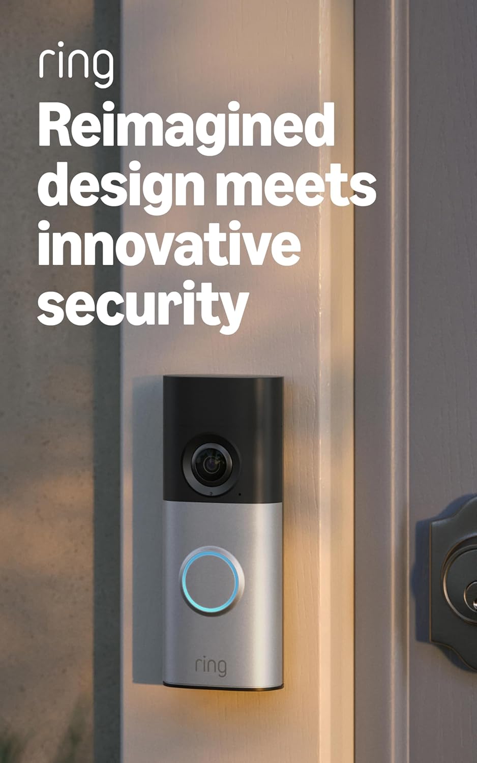 Ring Wired Doorbell Plus (newest model), Home or business security, Retinal 2K with wide-angle video, 4x Enhanced Zoom, and Low-Light Sight, Polished Mocha