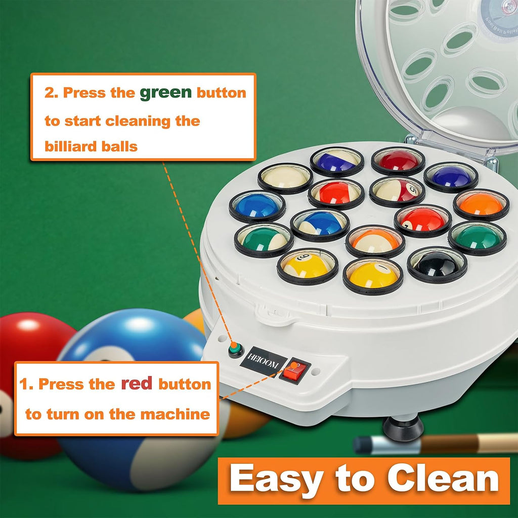 Pool Ball Cleaner Pool Ball Polishing Cleaning Machine Billiard Ball Cleaner Electronic Pool Balls Polishing for 16 Billiard and Snooker Balls 110V 180V