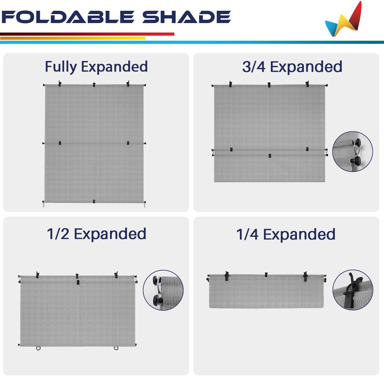 Windscreen4less 8'W x 10.5'H Outdoor Roll Up Foldable Shade Fabric UV Blockage Roller Shade for Deck Pergola Yard Gazebo Patio (Gray)