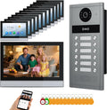 Wired Video Apartment Intercom System,6/12/18/24 Units 7 Inch Monitor 1080P Doorbell Intelligent Doorphone Kit with Motion Detection,Anti-Tamper Alarm,3 in 1 Unlock for Flat House,Tuya (12 Monitor)