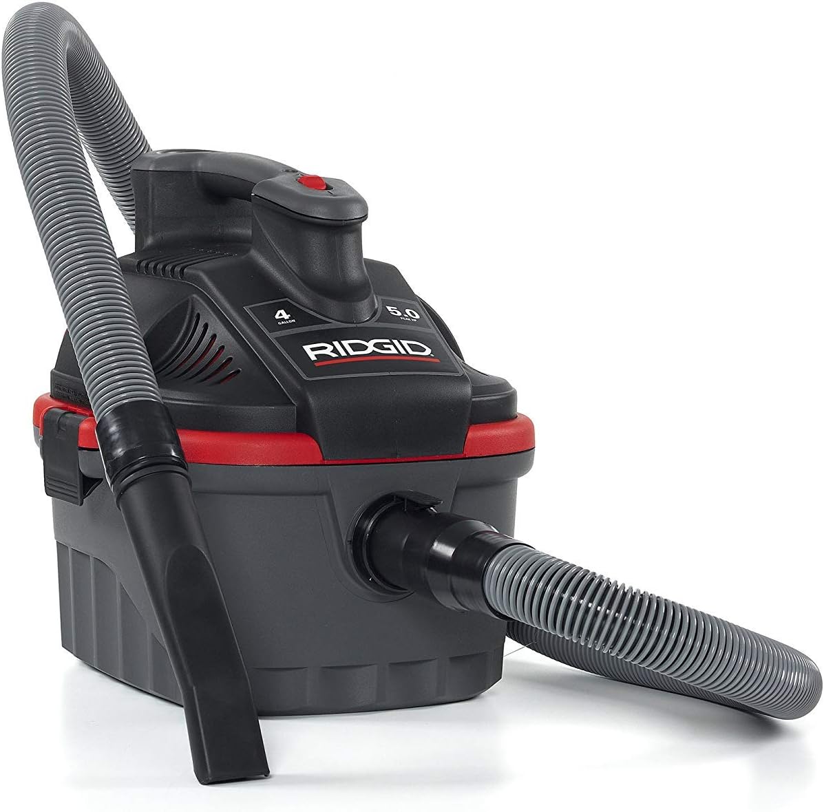 RIDGID 50313 Model 4000RV 4-Gallon Portable Wet and Dry Compact Vacuum Cleaner with 5.0 Peak-HP Motor, 4 gallon, Red