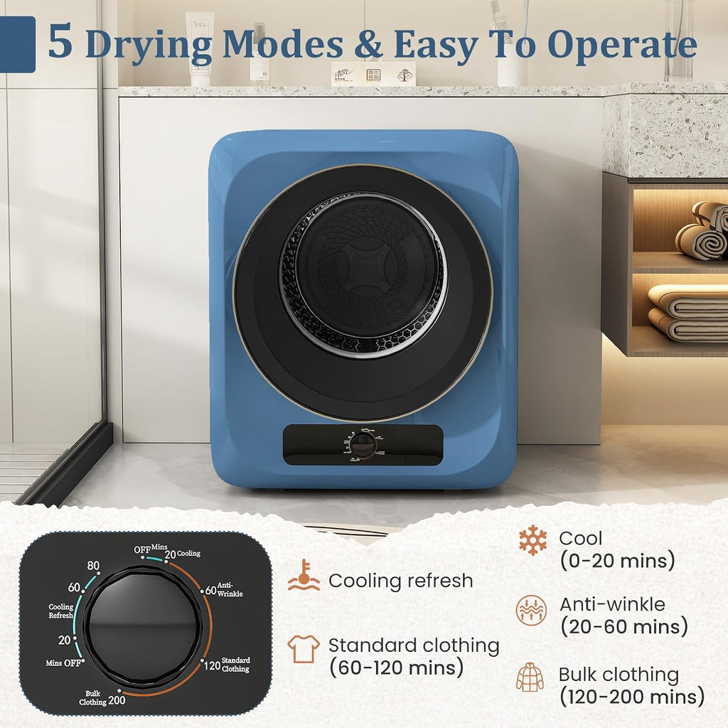 Auertech Portable Washer and Dryer Combo, 28 Lbs Twin Tub Washing Machine, 1.5 Cu.Ft Compact Clothes Dryer, Portable Washing Machine and Dryer Set for Laundry Apartment, RV, Dorm, Blue