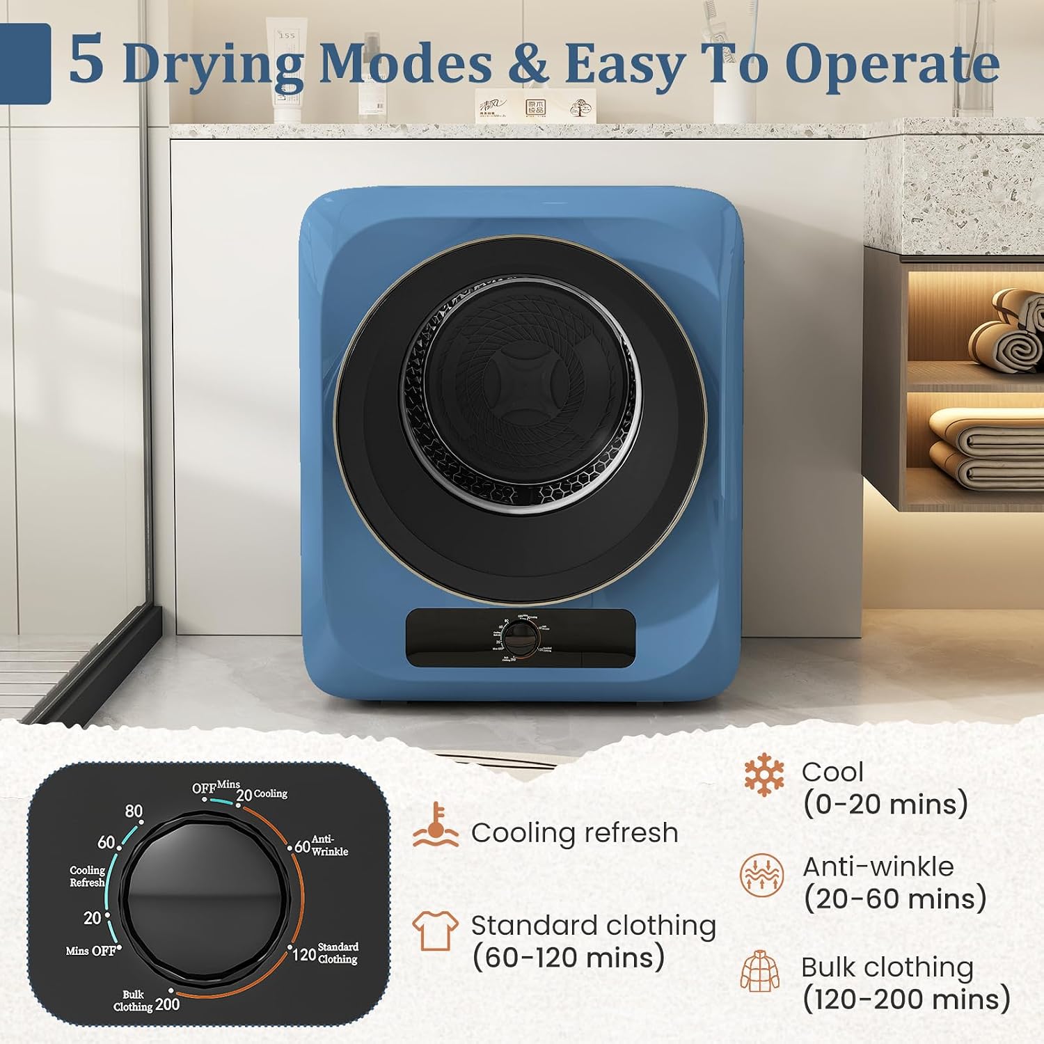 Auertech Portable Washer and Dryer Combo, 28 Lbs Twin Tub Washing Machine, 1.5 Cu.Ft Compact Clothes Dryer, Portable Washing Machine and Dryer Set for Laundry Apartment, RV, Dorm, Blue