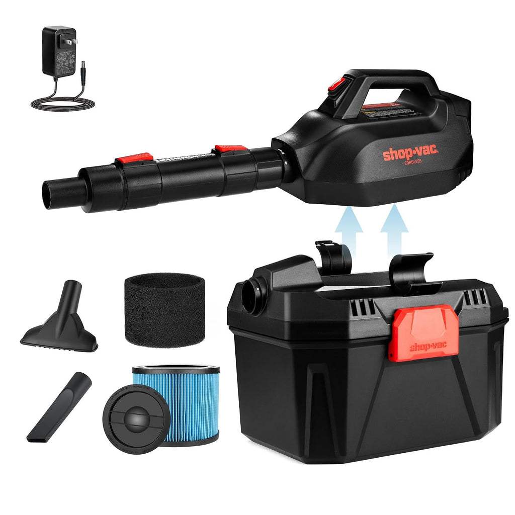 Shop-Vac 2 Gallon 20V Cordless Wet/Dry Vacuum with Detachable Blower, Portable 3-in-1 Vac with Blower Function, Integrated Battery and Charger Included, Ideal for Workshop, Car & Jobsite, 5430082