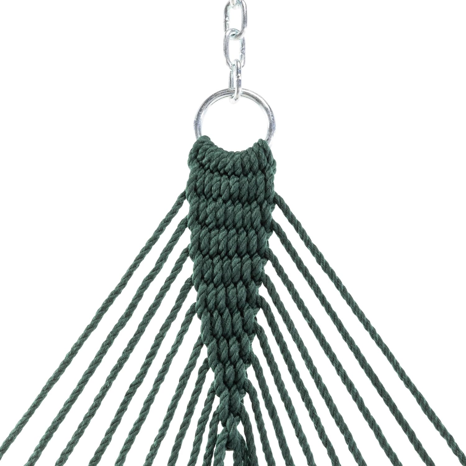 Original Pawleys Island Large Green DuraCord Rope Hammock – 13 ft. x 55 in., 2-Person, 450 lb Capacity, Oak Spreader Bar, Zinc-Plated Hardware, Handcrafted in The USA