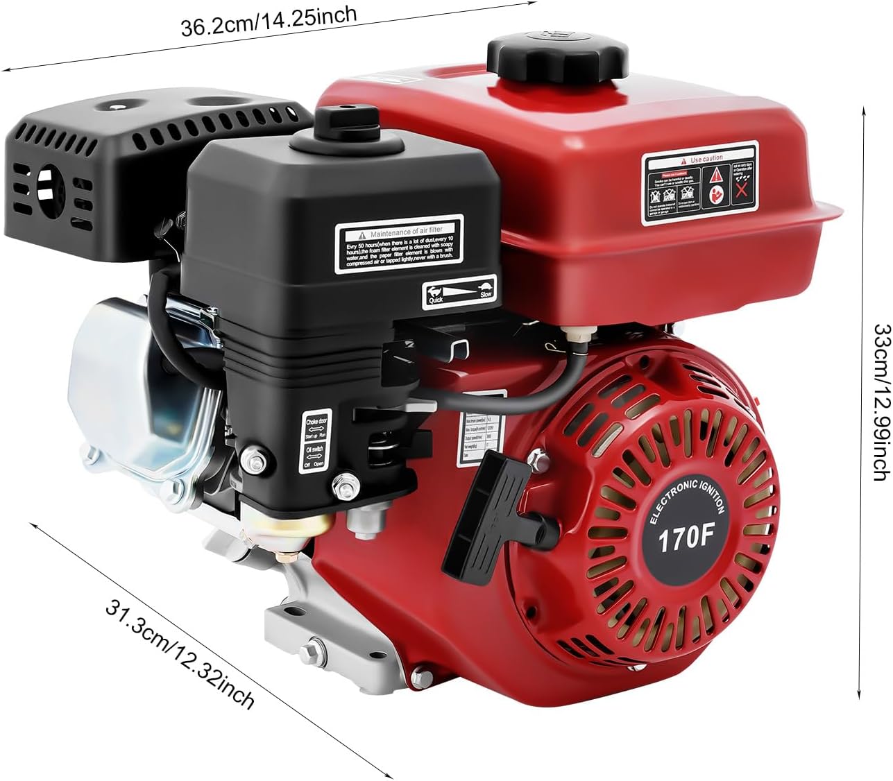 212cc 7.5HP Gas Power Household Engine Petrol Motor, 4-Stroke Pull Start Gas Engine Irrigation Air-Cooled Petrol Motor, 3000W Generator Gas Power Engine Motor for Garden Yard Irrigation