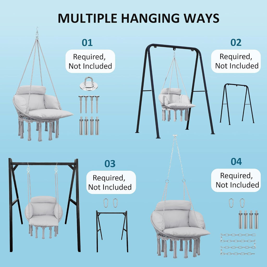 Hammock Hanging Swinging Chair, for Bedroom, Porch, Hanging Chair, Hammock Chair Swing Chair for Bedroom, Patio, Balcony,Swing Chair with Hanging, Chair for Bedroom Indoor Outdoor 31.5' W x 23.6' D