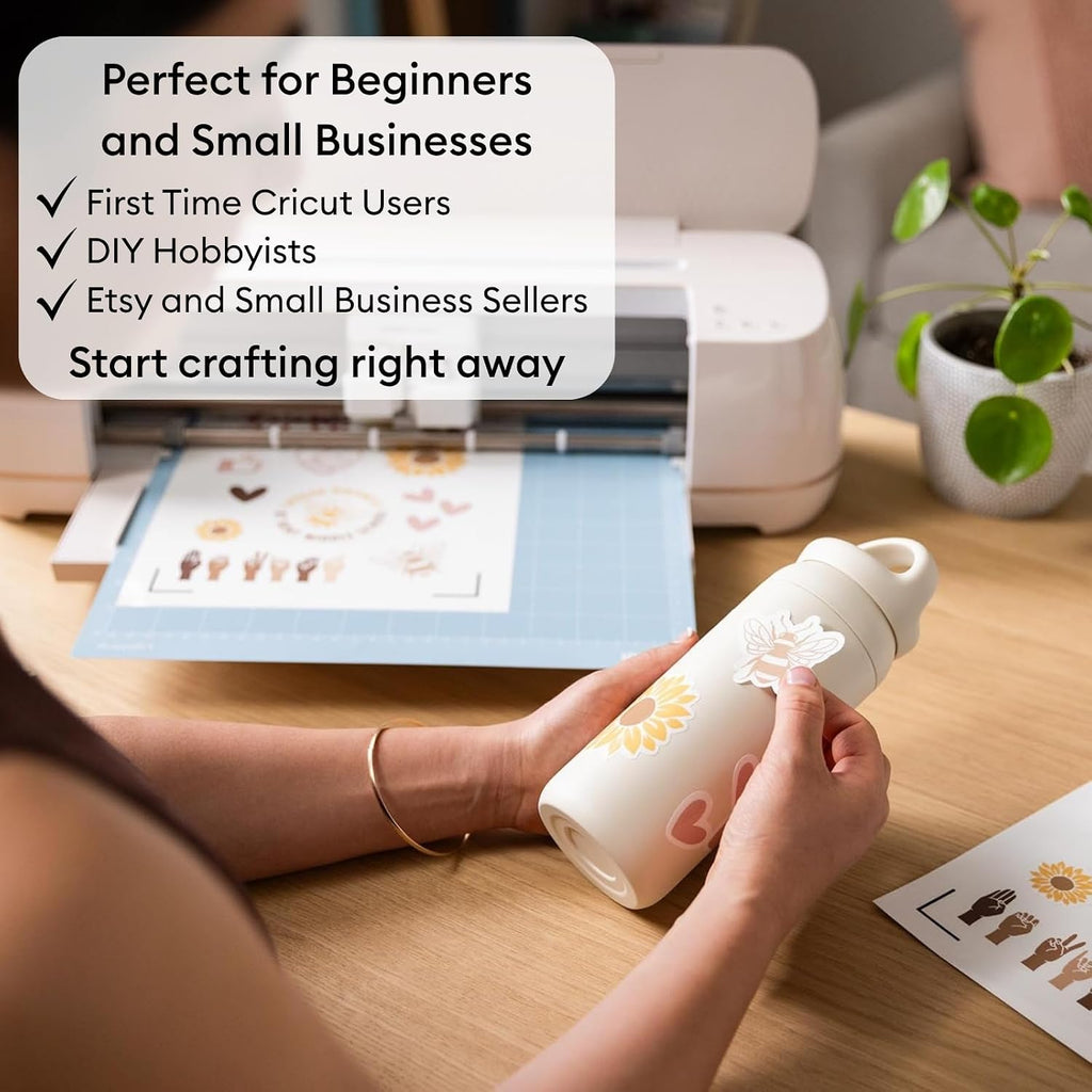 Cricut Maker 4 Sticker Making Bundle - Print Then Cut Machine with Waterproof Sticker Paper, Vinyl & Tools for Custom Stickers & Small Business