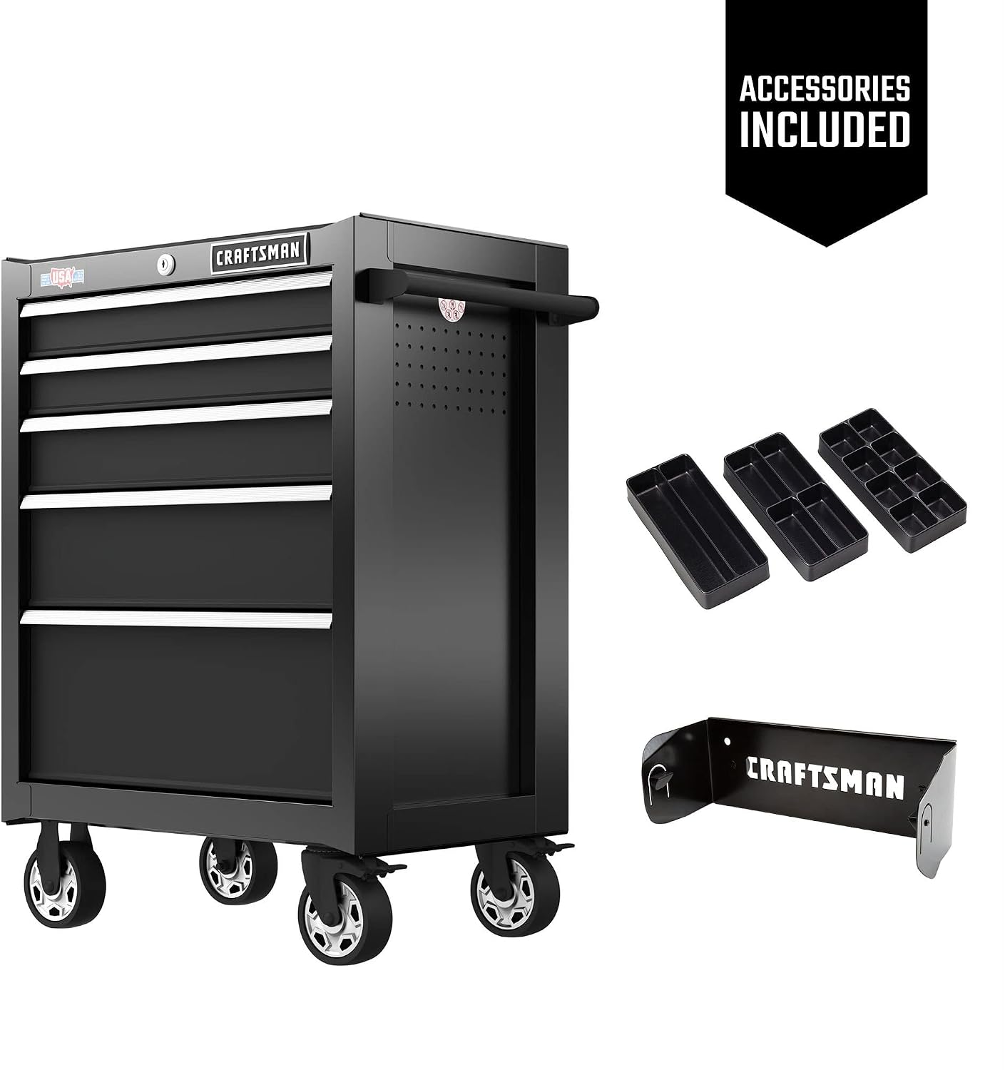 CRAFTSMAN S2000 26IN 5-DRAWER CABINET W/TRAY & HOLDER BK (CMST32752BK)