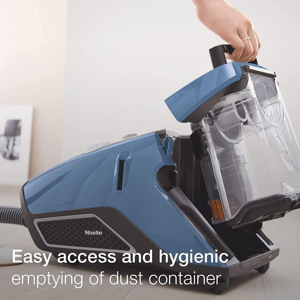 Miele Blizzard CX1 Turbo Team Bagless Canister Vacuum, Tech Blue with STB 305-3 TurboTeQ, SBB 300-3 Parquet Twister Floorhead, Dusting Brush on Handle,Crevice Tool and Upholstery Tool (7 Items)