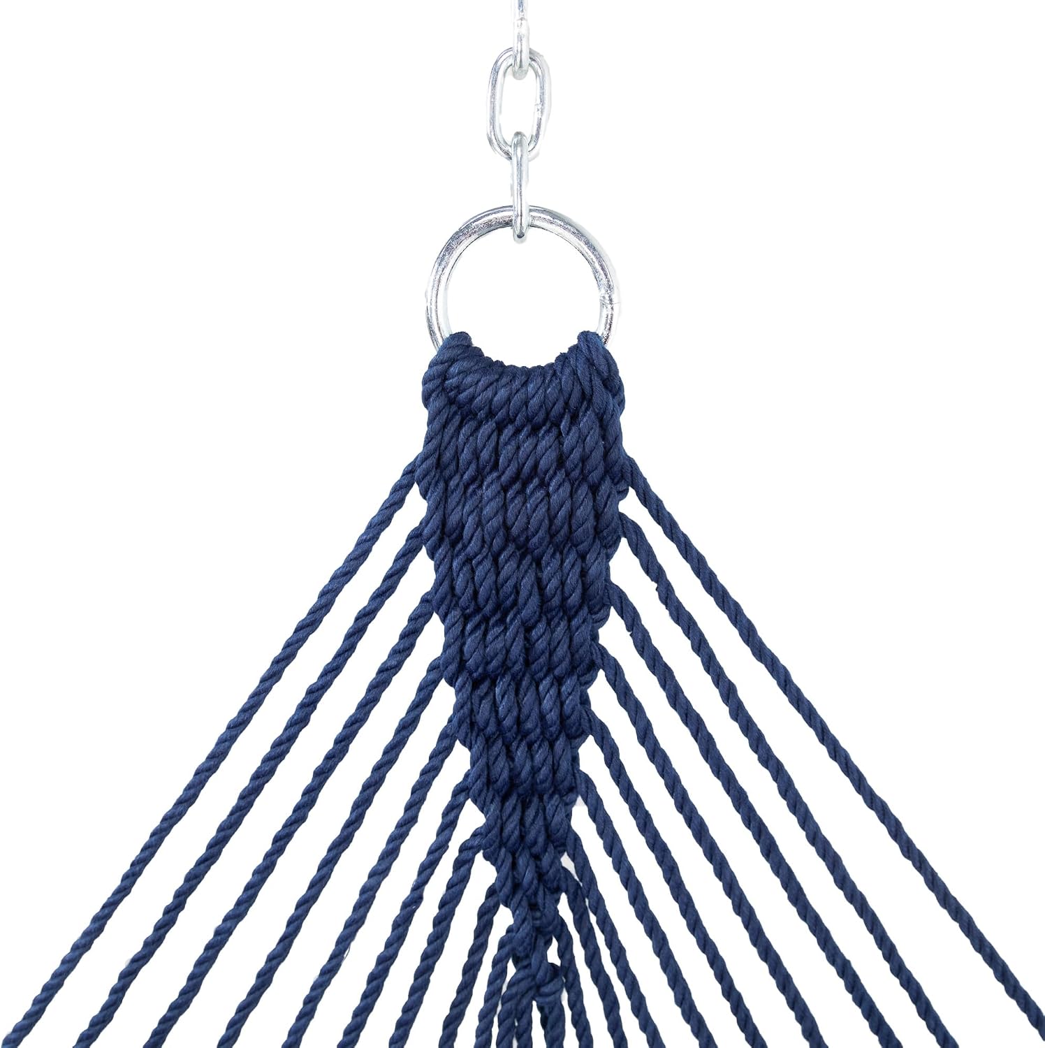 Original Pawleys Island Large Navy DURACORD Rope Hammock with Extension Chains & Tree Hooks, Handcrafted in The USA, 450 LB Weight Capacity, 13 ft. x 55 in.