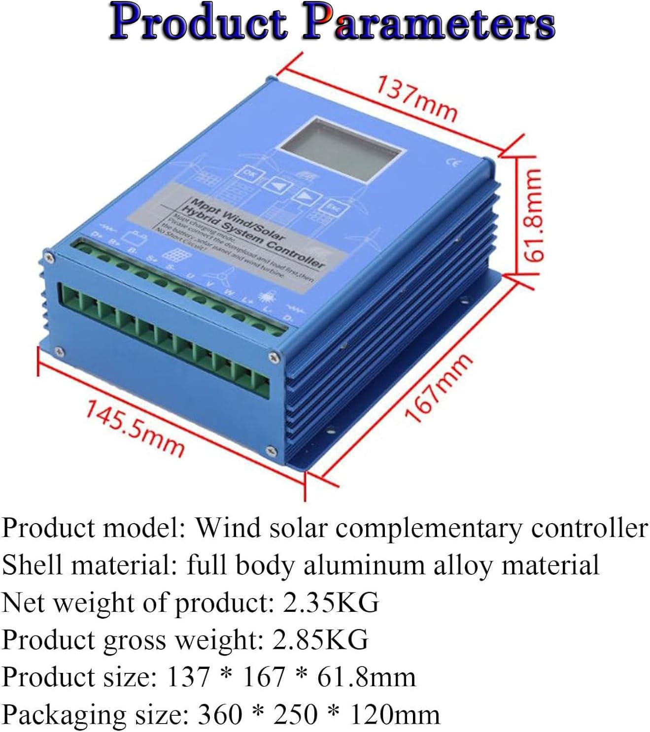 12/24v/48v Wind Solar Hybrid Charge Controller MPPT Boost Charge Regulator with LCD Display,Wind Turbine Generator 12V-3000W