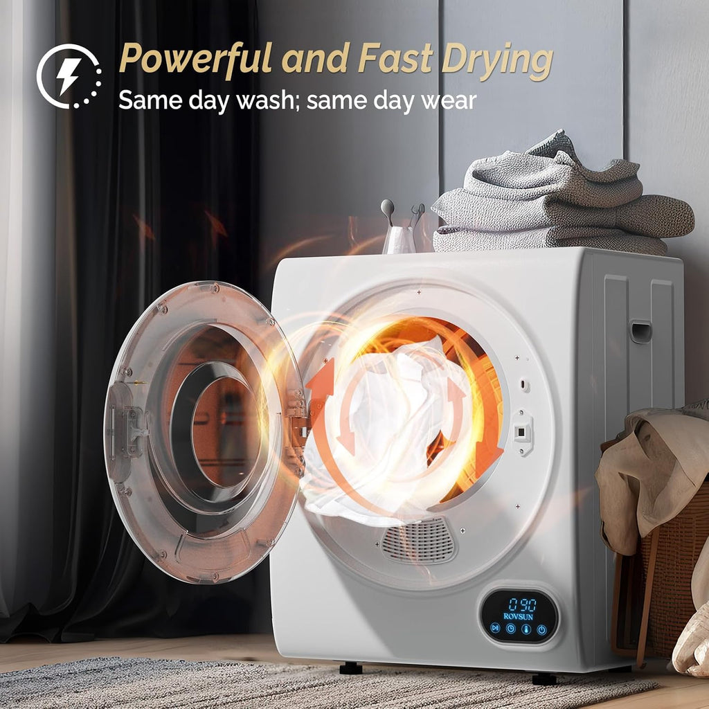 ROVSUN 1.5CuFt Portable Clothes Dryer and 17.8LBS Full-Automatic Washing Machine Set, Compact Laundry Washer and Dryer Combo Set with Stainless Steel Inner Tub, for Apartment, Dorms, Home