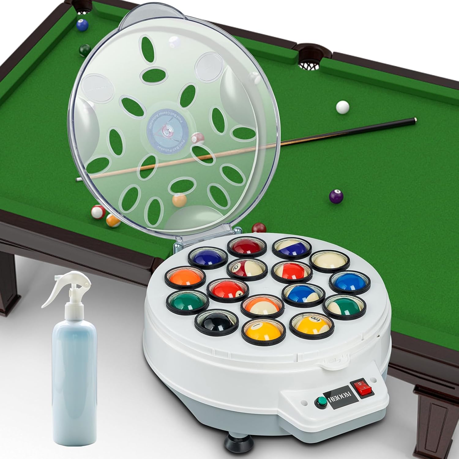 Pool Ball Cleaner Pool Ball Polishing Cleaning Machine Billiard Ball Cleaner Electronic Pool Balls Polishing for 16 Billiard and Snooker Balls 110V 180V