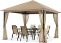 ABCCANOPY Outdoor Patio Gazebo 9x9 - Single Roof Canopy with Mosquito Netting for Backyard, Deck, Garden, Lawn, Khaki