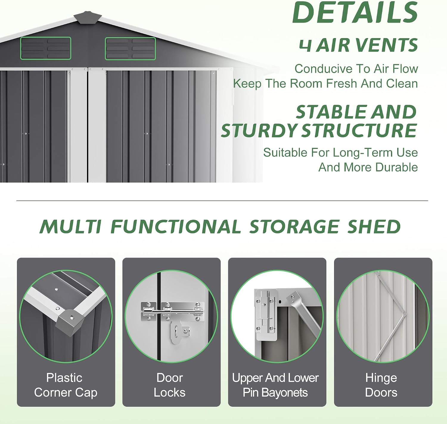 6 x 4 FT Metal Outdoor Storage Shed,Backyard Garden Tool Shed– Lockable Door, Waterproof Sloped Roof, Reinforced Galvanized-Steel Frame, Multi-Purpose Garden Shed for Backyard, Patio & Lawn