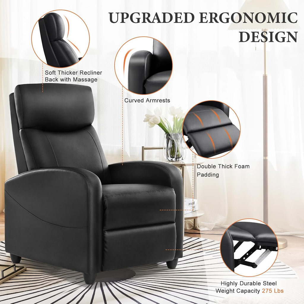 Sweetcrispy Massage Recliner Chair for Adults, Adjustable Home Theater Seating with Lumbar Support for Living Room, Modern Fabric Reclining, Grey