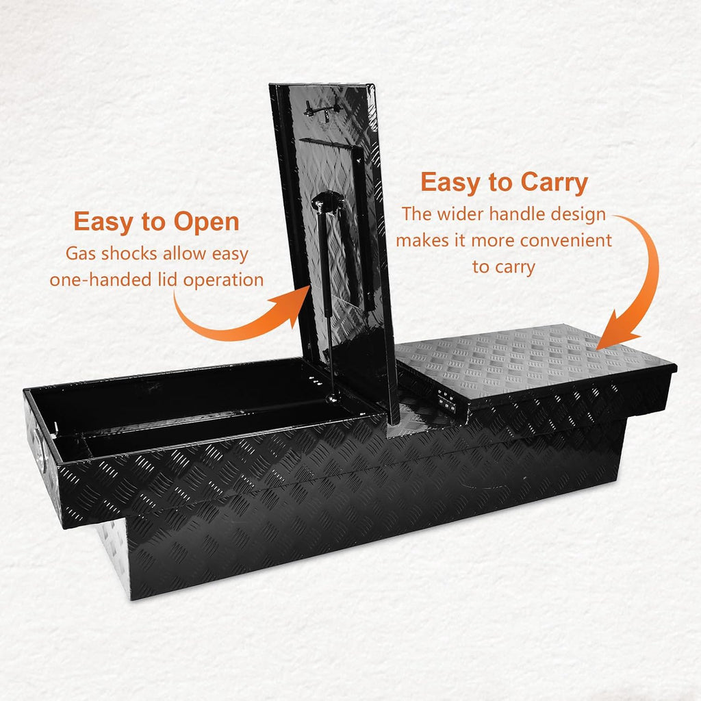 SSN 69 Inch Black Heavy-Wall Gull Wing Aluminum Truck Tool Box with 2 Locks,RigidCore Lids Pickup Truck Bed Tool Box for Storage and Organization