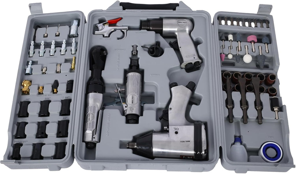 71-Piece Professional Air Tool Accessory Kit) - Craftsman Air Tools, Impact Wrench, Air Ratchet, Die Grinder, Blow Gun, Air Hammer, Dual Air Chuck, Tire Gauge, and Accessories (Sliver)