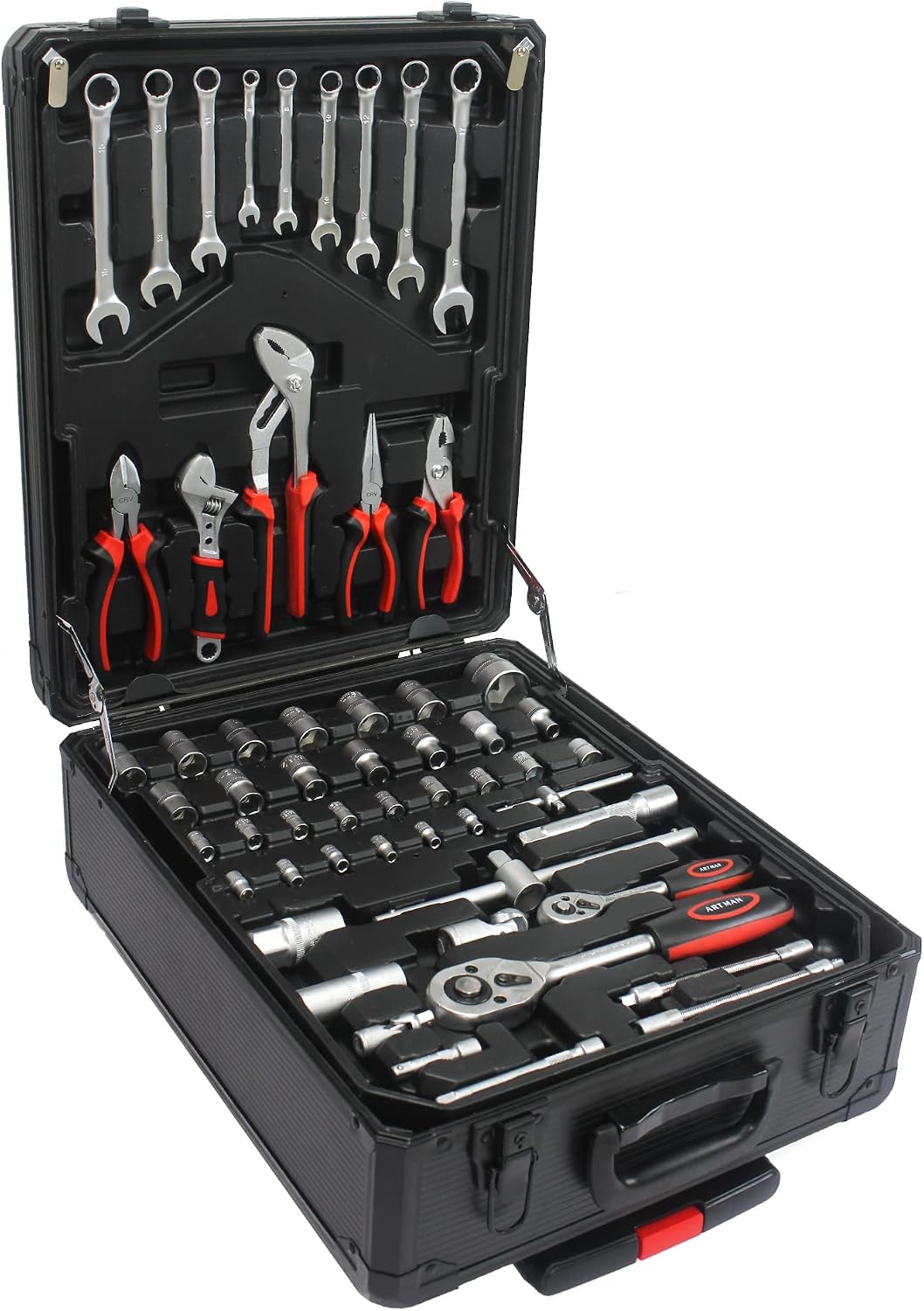 899PCS Tool Set, Household Tool Kit with Rolling Tool Box, Complete Tool Box Set Hand Tool Set with Tool Box, Mechanic Tool Set Rolling Tool Set for Auto Repair/Home Tool Set (Black)