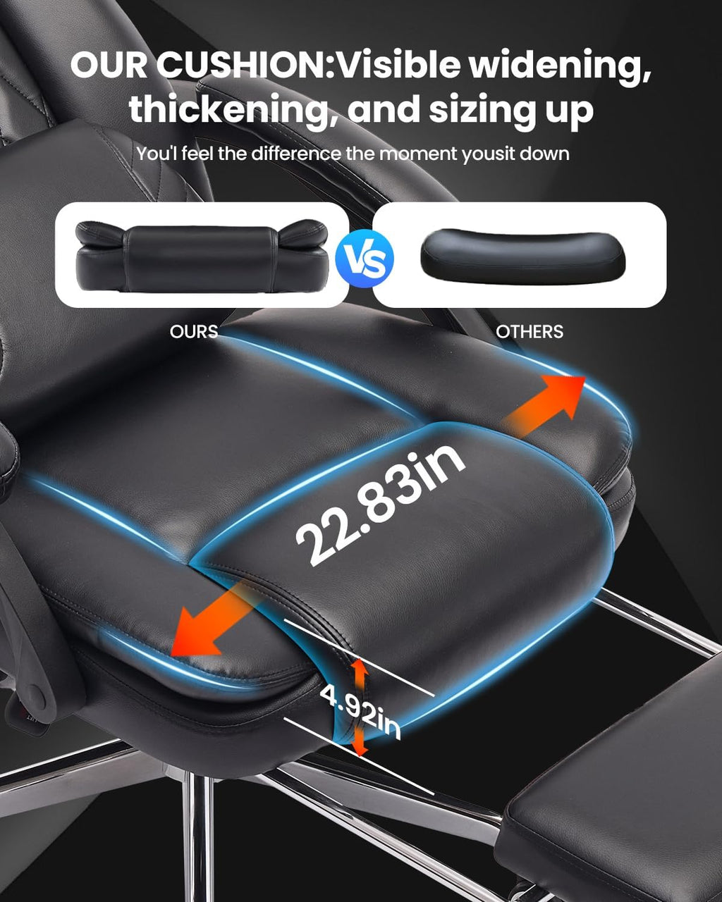 500LBS Big and Tall Office Chair with 3D Kneading Massage Lumbar Support, Office Chairs for Back Pain Relief, Ergonomic Comfort 130° Reclining Desk Chairs Managerial Chairs for Heavy People