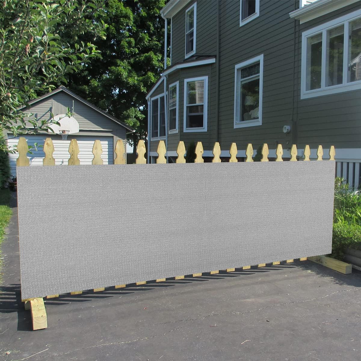 20' x 12' Grey Sun Shade Panel Privacy Screen, 95% UV Blockage Awning Shelter Fabric Cloth Screen for Pergola, Gazebo, Window, Patio - Heavy Duty Commercial Grade (Custom Size - Made in USA)