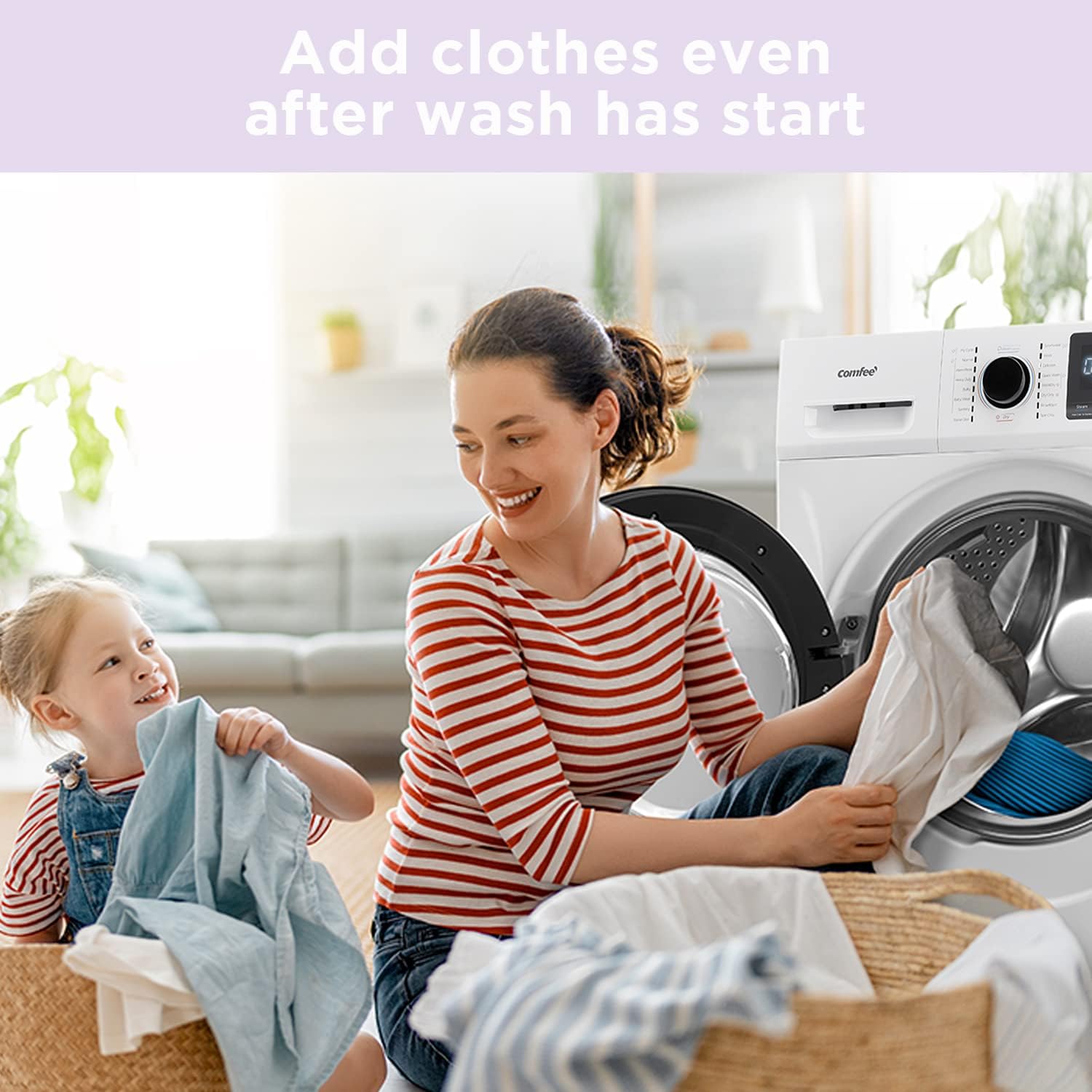 COMFEE' 24' Washer and Dryer Combo 2.7 cu.ft 26lbs Washing Machine Steam Care, Overnight Dry, No Shaking Front Load Full-Automatic Machine, Dorm White