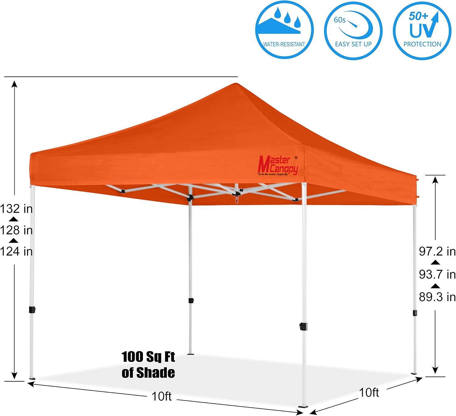 MASTERCANOPY Pop Up Canopy Tent Commercial Grade 10x12 Instant Shelter (Orange)