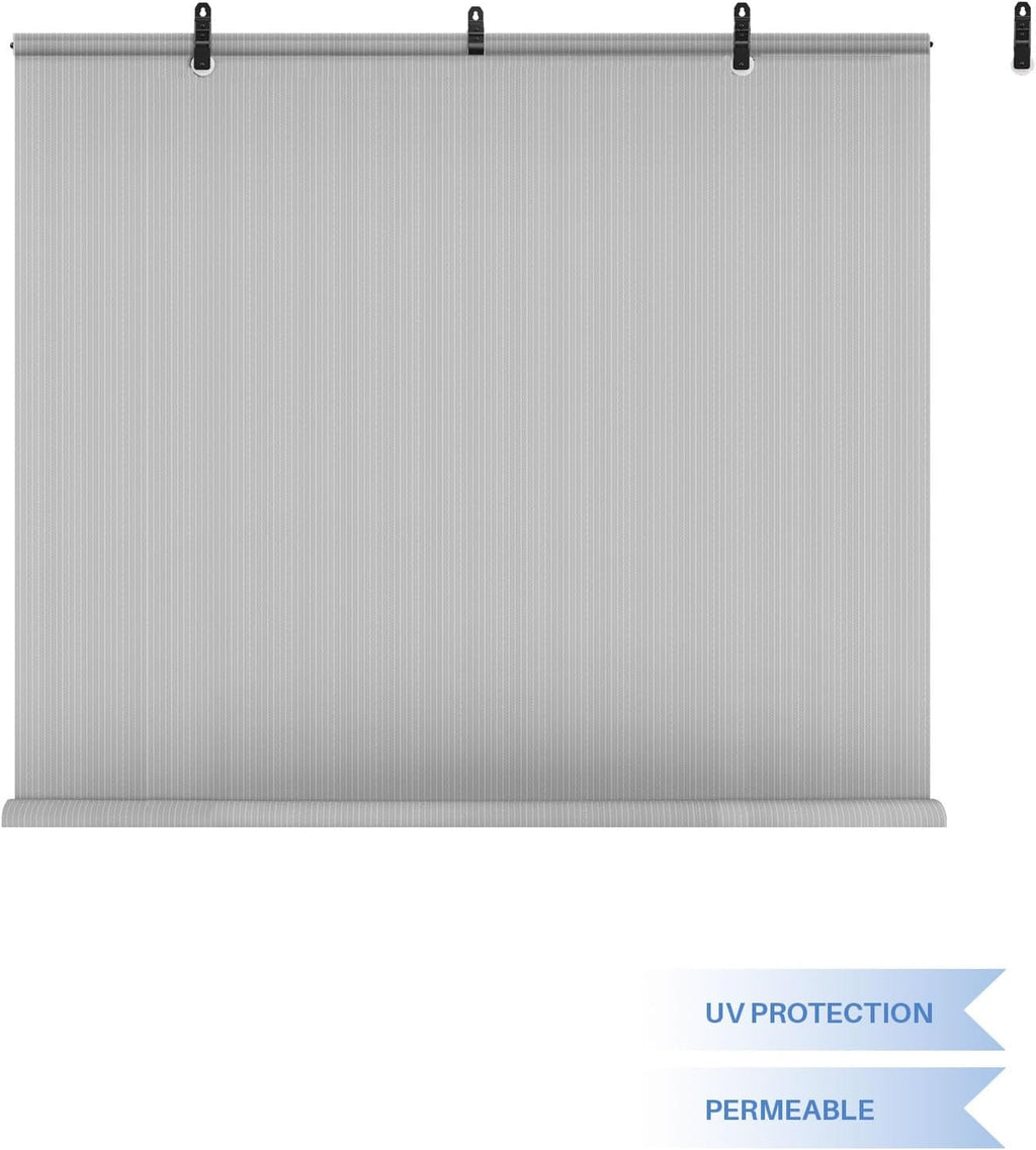 E&K Sunrise 8'W x 10'H Roll Up Outdoor Roller Shade Blind Sun Shade UV Block for Patio, Porch, Backyard, Gazebo, Deck, Pergola (Gray)