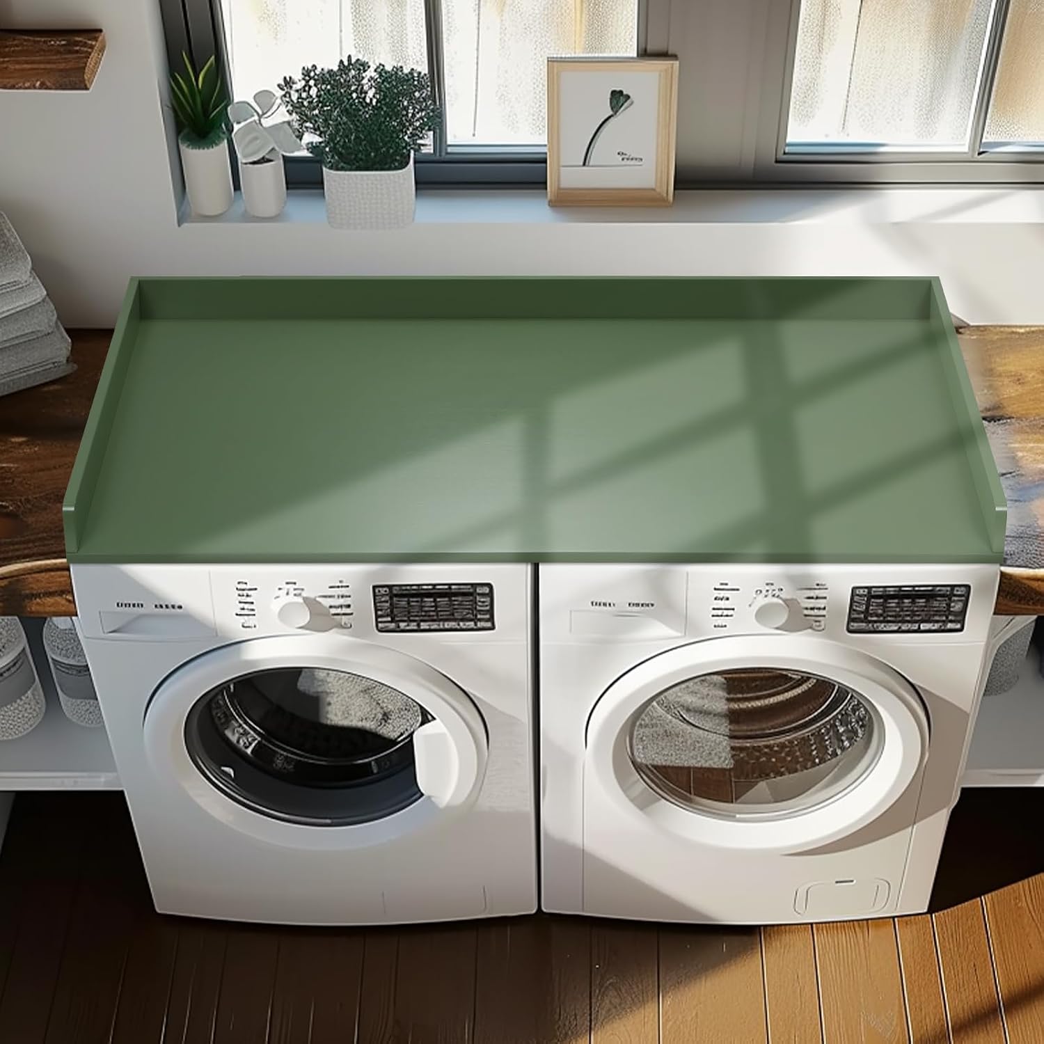 Gashell Washer Dryer Countertop, 27.5' x 54' Bamboo Washer and Dryer Countertop for Laundry Room Organization (Forest Green)