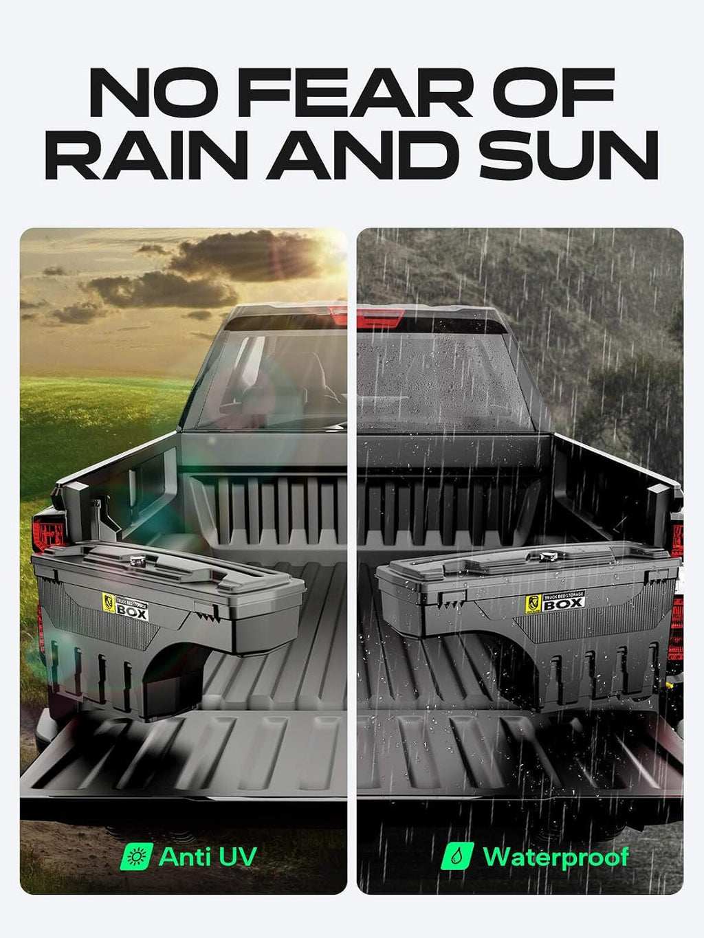 YHTAUTO Driver Side Truck Bed Storage Tool Box Lockable Fits 2019-2025 Chevrolet Silverado 1500 & GMC Sierra 1500, W/O Multi-Pro Tailgate or CarbonPro Bed, Swing Waterproof Wheel Well Toolbox