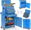 5 Drawers Rolling Tool Chest, 2-in-1 Detachable Metal Tool Storage Cabinet with Wheels, Lockable Tool Cart with Hooks for Garage, Workshop or Salon Use, Blue