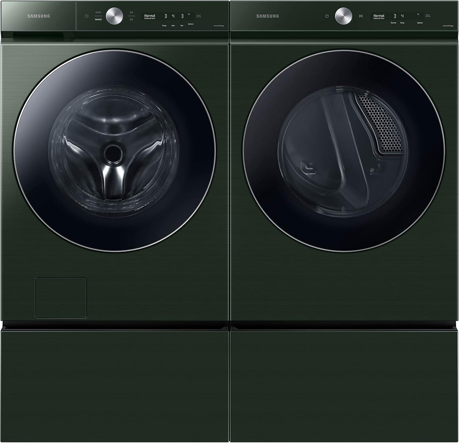 SAMSUNG 27-Inch Bespoke Front Load Washer Dryer Pedestal Stand w/ Pull Out Laundry Storage Drawer, WE502NG, Forest Green