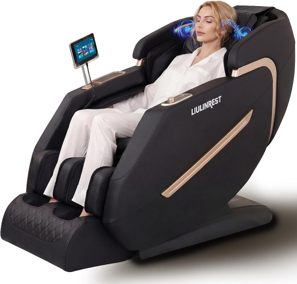 2026 4D Massage Chair Full Body, Zero Gravity Massage Chair with SL-Track & Heating, Massage Shiatsu Recliner Chair with Smart Voice Control, Touchable Screen, Airbags, Foot Rollers (BLACK)