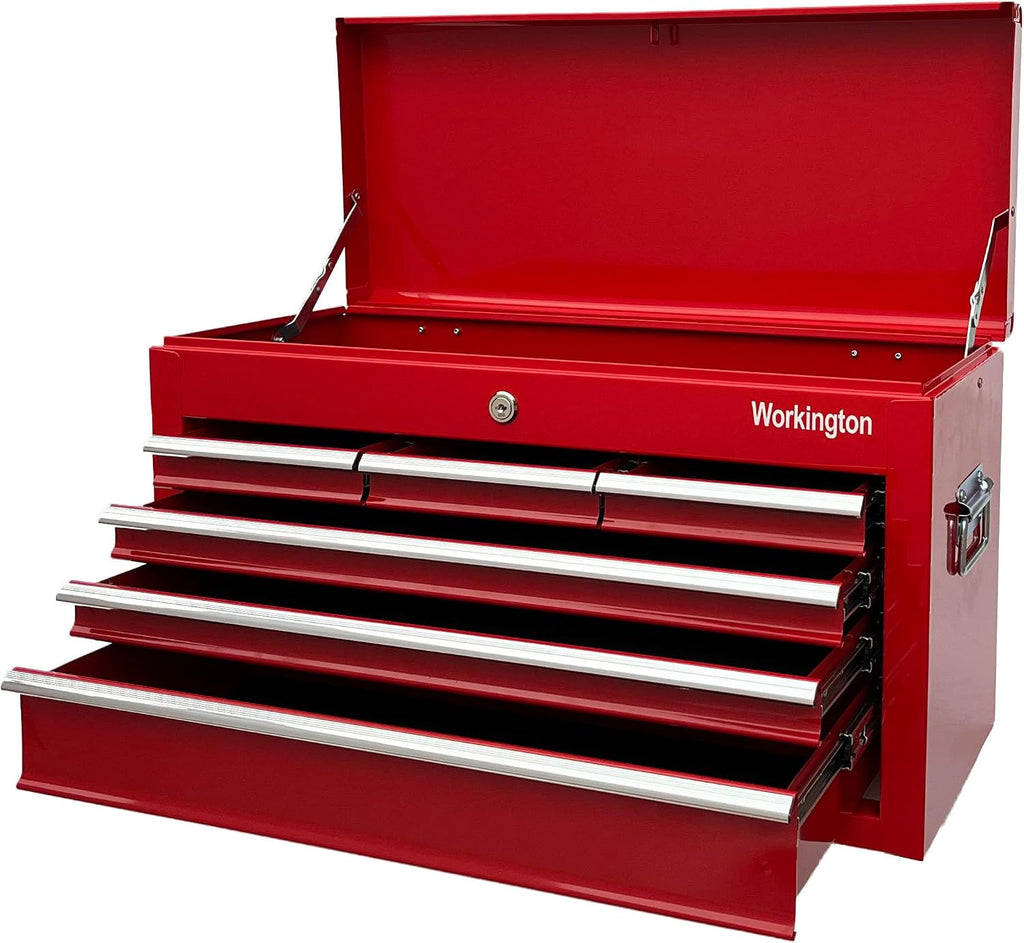 Workington Portable Metal Tool Chest with 6 Drawers, 24' 6-Drawer Tool Chest Cabinet with Ball Bearing Drawer Slides, Steel Tool Storage Box Organizer 4005 Red
