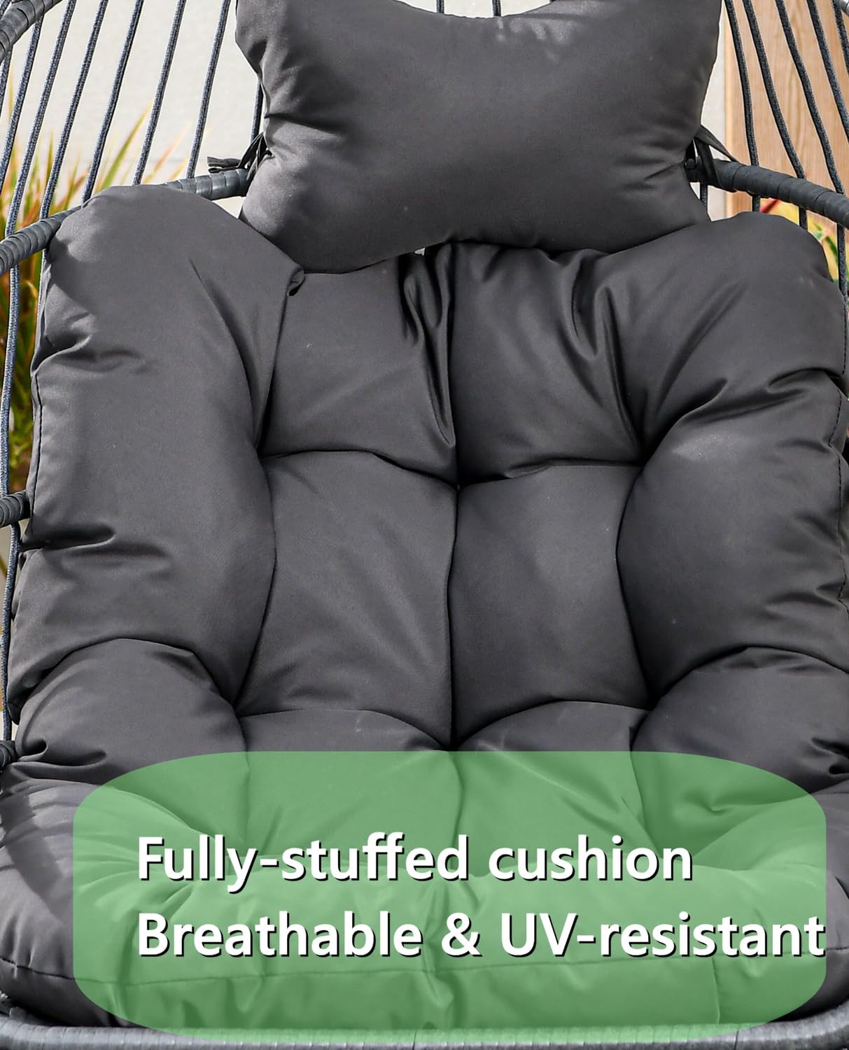 Swing Egg Chair with Stand for Outdoor and Indoor, Hanging Egg Chair 440LBS Capacity (Dark Grey)