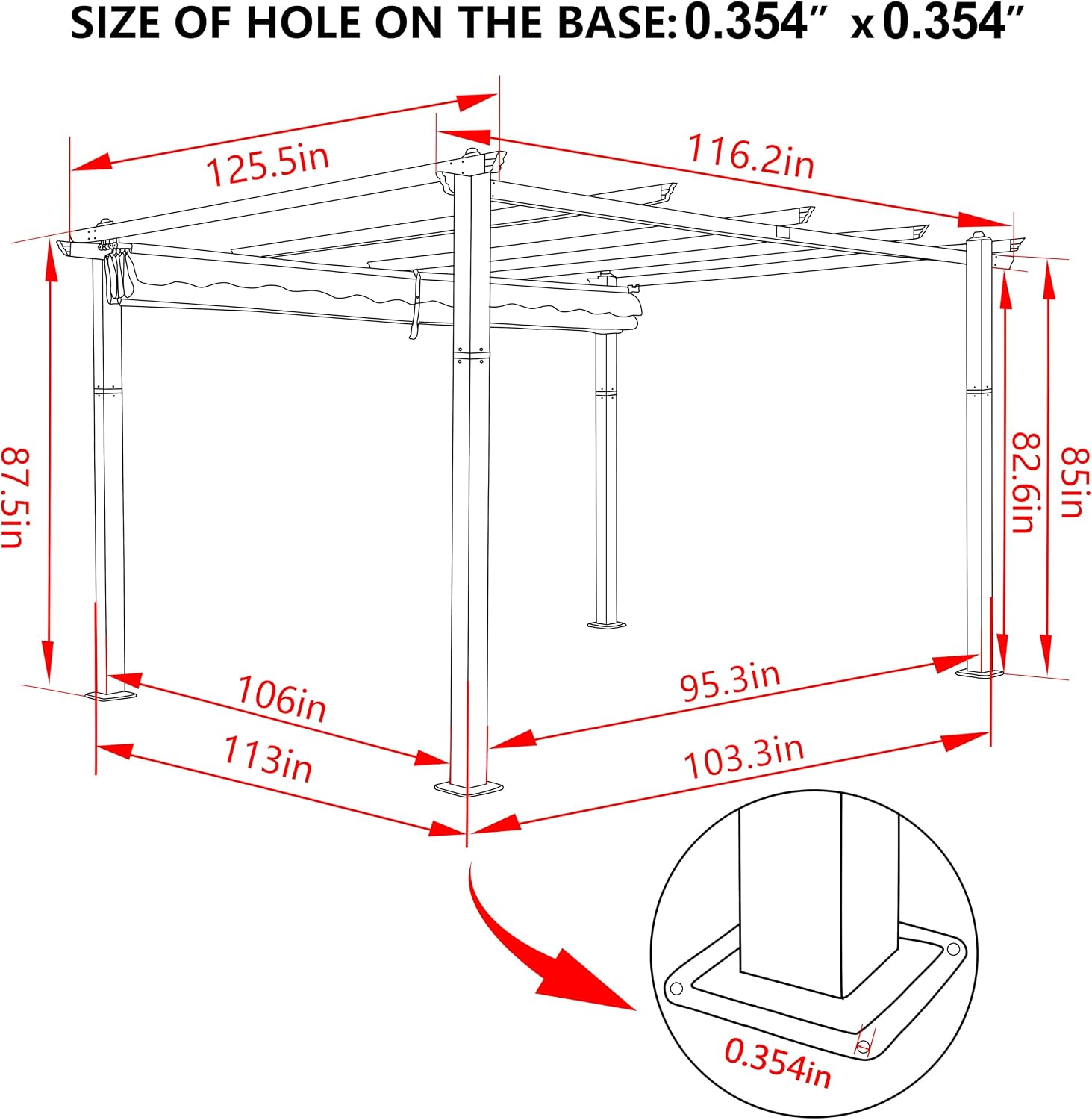 Yardenaler 10x10 FT Pergola with Retractable Sun Shade Canopy, Aluminum Patio Shelter Grape Trellis for Garden, Backyard, Porch, Cream White