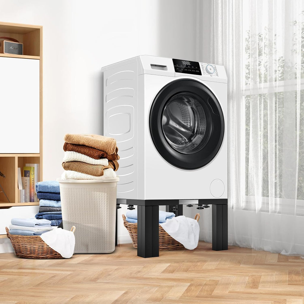 Full Size Laundry Pedestal 12' Height Washer and Dryer Pedestals , Universal Fit 1100lbs Capacity Adjustable Washing Machine Stand, Dryer Base Platform Heavy Duty Mini Fridge Stand(Matte Black)