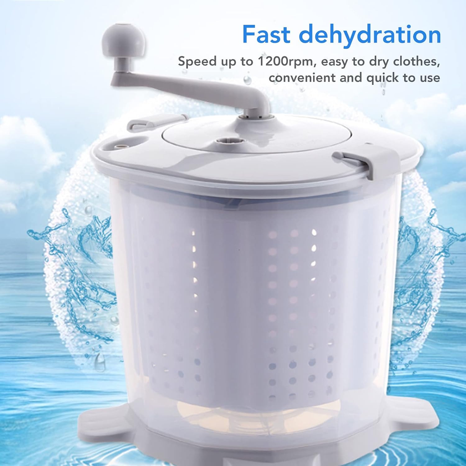 Portable Hand Crank Manual Washing Machine, Non Electric, Nordic Grey, for Dormitory Apartment Camping