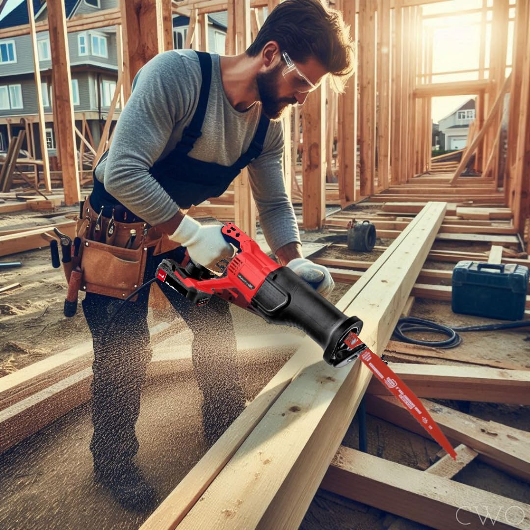 NEW! 20-Volt Lithium-Ion Cordless Combo Kit (Complete Power Tool Bundle) with 20V Brushless Cordless Reciprocating Saw, 5Ah Lithium Ion Battery & Rapid Charger - Fits All BAUER 20V Tools