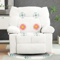 Power Swivel Rocker Recliner Chair Oversized for Adults, Electric Heated & Massage Chair Recliner with USB/Type-C, Fabric Nursery Recliner for Living Room,Bedroom, White