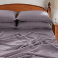 S VICTORY SYMBOL 100% Organic Linen Sheets Set King Size,Washed French Flax Bed Sheets 4 Pieces(2 Pillowcases,1 Fitted Sheet,1 Flat Sheet) 16inch Deep Pockt,Breathable,Dusty Purple