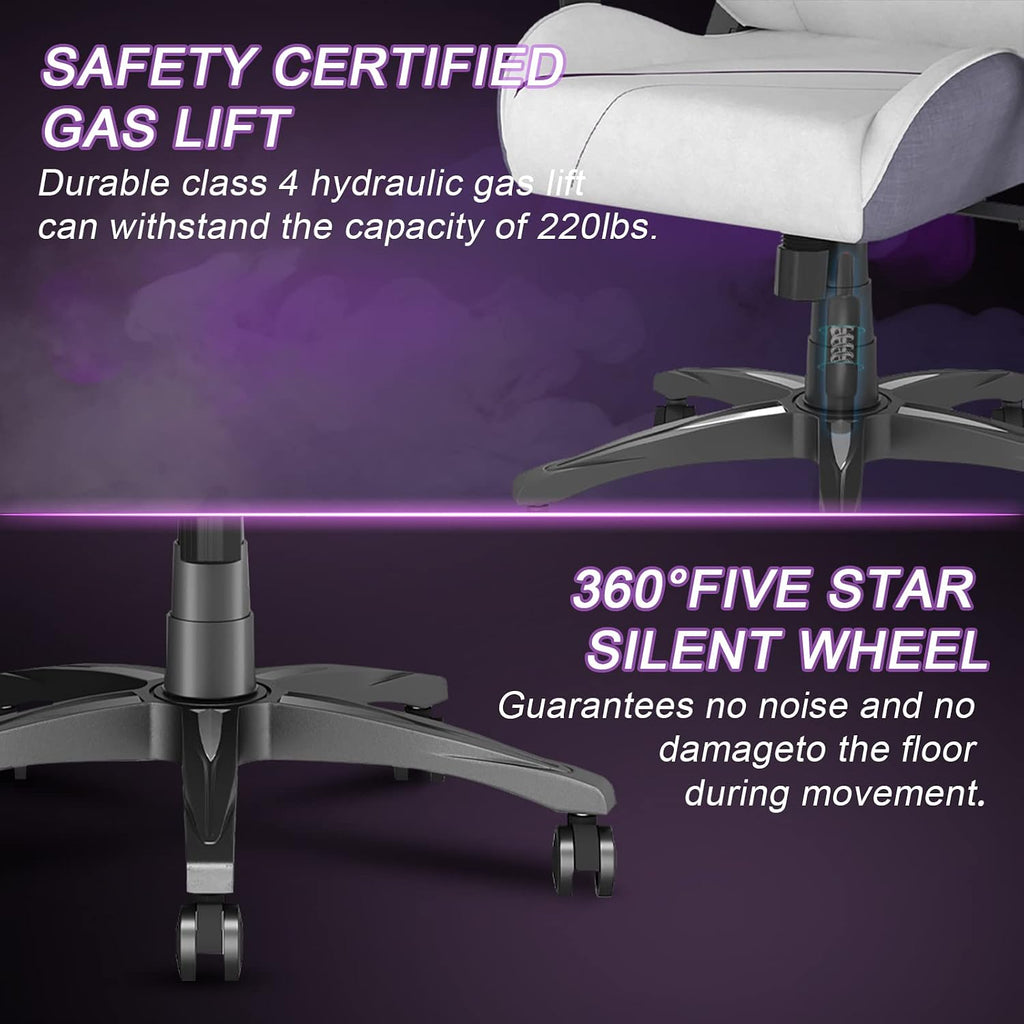 KARNOX Gaming Chair Ergonomic Computer Chair Lumbar Support Office Chair Adjustable Big Tall Reclining Desk PC Chair with Armrest and Headrest for Adults Comfortable Racing Chair (Purple)