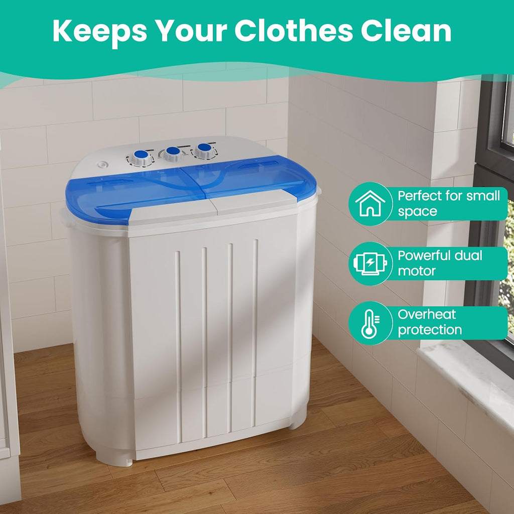 Auertech 14 Lbs Portable Washing Machine, Portable Washer for Apartment with 9 Lbs Washer, 5 Lbs Spinner, Mini Compact Top Load Washing Machine for RV Dorm Small Space