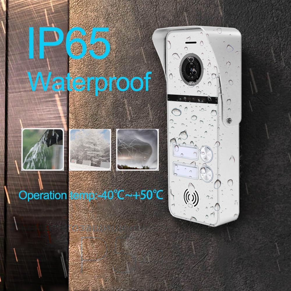 Wired Apartment Video Intercom System 2 Units 10 Inch Touch Monitor Wireless WiFi Video Doorbell,Video Door Phone Kit, Monitoring,3 in 1 Unlock,Dual Way Audio for Home (White doorbell+white monitor)