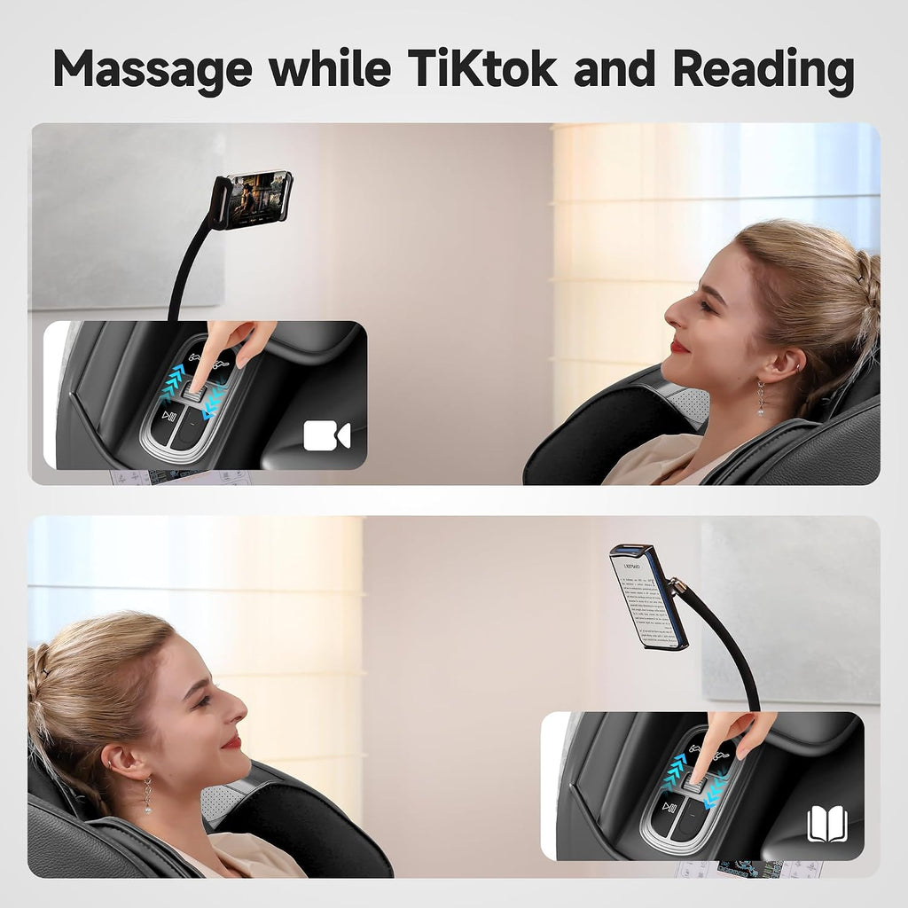 Real Relax Massage Chair Full Body with Unique Phone Controller, Zero Gravity 3D SL-Track Recliner with APP Control, Child Lock,Pause Button, Favor-06, Black