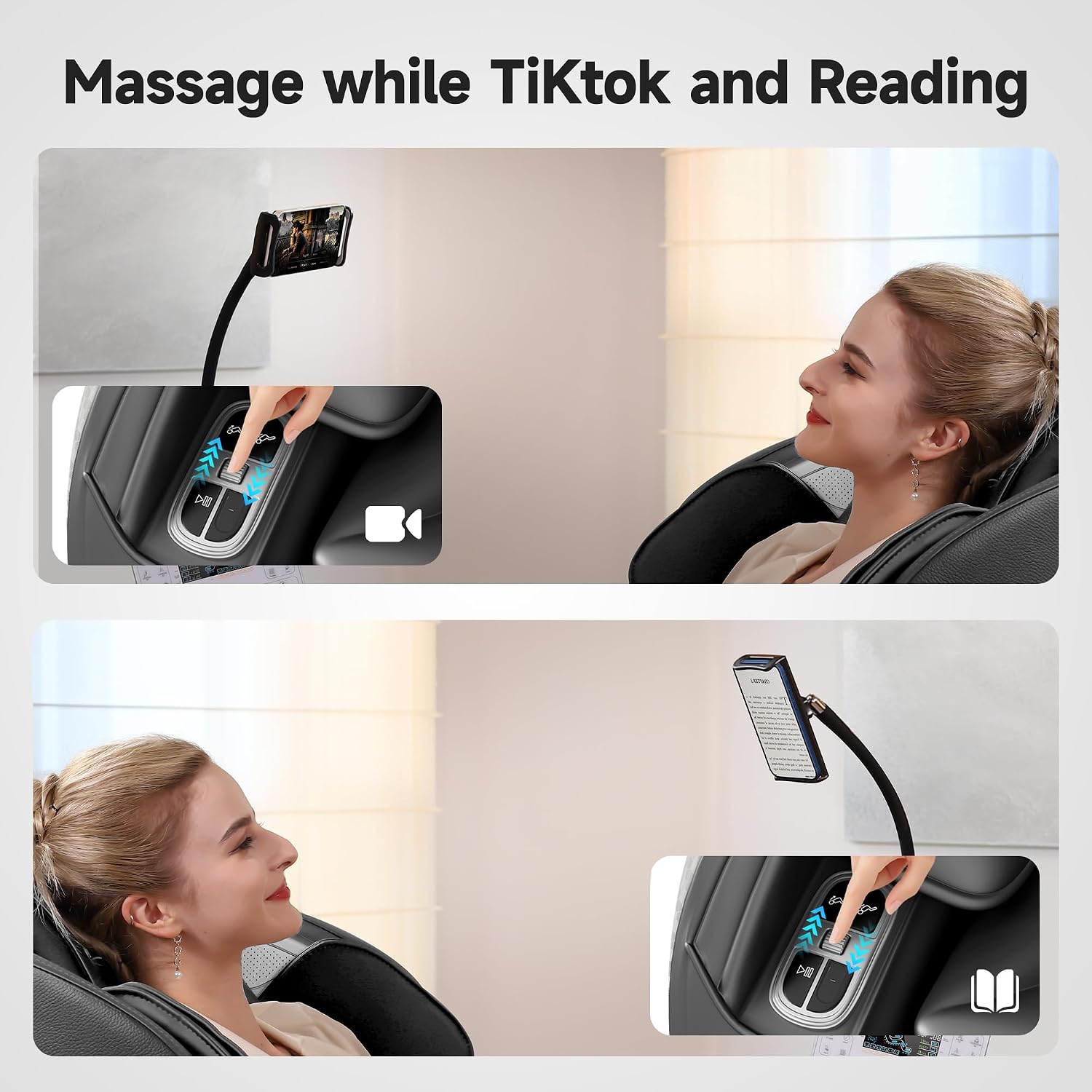 Real Relax Massage Chair Full Body with Unique Phone Controller, Zero Gravity 3D SL-Track Recliner with APP Control, Child Lock,Pause Button, Favor-06, Black
