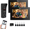 Wired Video Doorbell Intercom System 1080P HD Camera 7 inch Monitor Entry Doorphone Door Camera TUYA WiFi Smart Home Door Phone Kits for Apartment Home Villa (1 Doorbell + 2 Monitor)